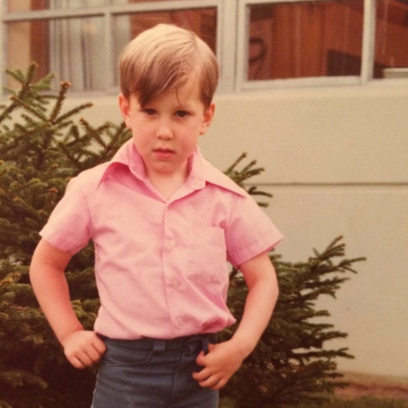 Bill at five, in a pink shirt